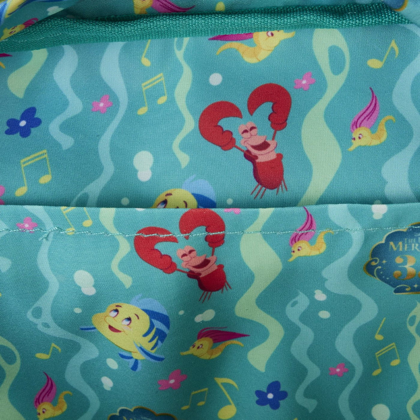 Loungefly Disney The Little Mermaid 35th Anniversary Life is the Bubbles Allover Print Nylon Mini Backpack - Interior Lining