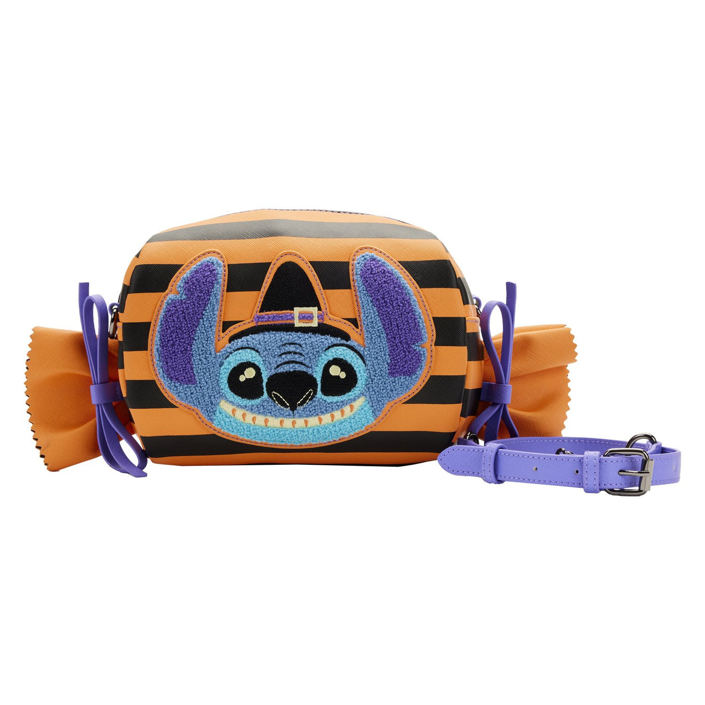 Loungefly Disney Lilo and Stitch Striped Halloween Candy Wrapper Crossbody - Front