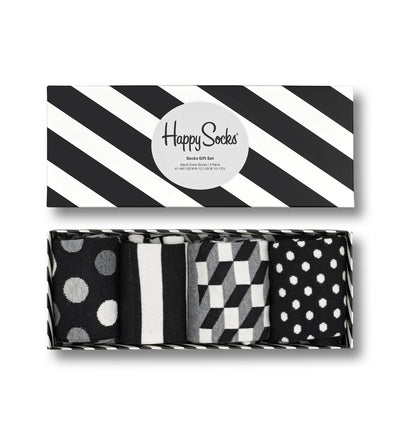 Happy Socks Classic Black & White Socks Gift Box 4-Pack