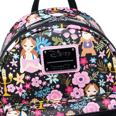 707 Street Exclusive -  Loungefly Disney Beauty and the Beast Belle Floral Mini Backpack - Front Close Up