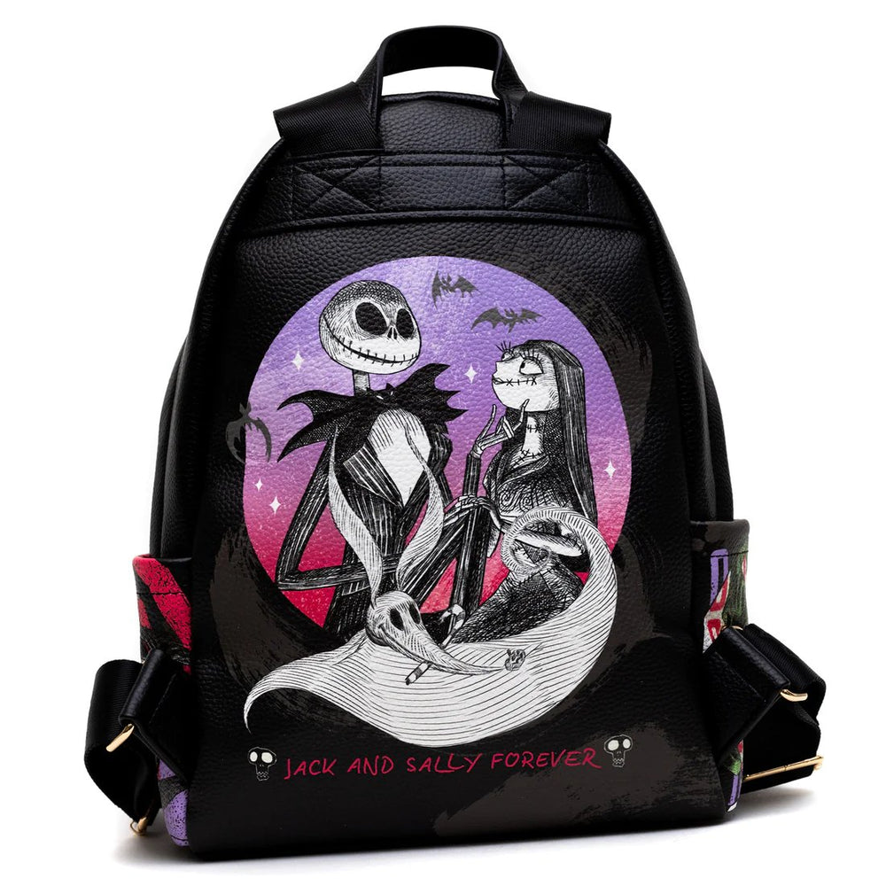 WondaPop High Fashion Disney Nightmare Before Christmas Jack and Sally Mini Backpack - Back Full