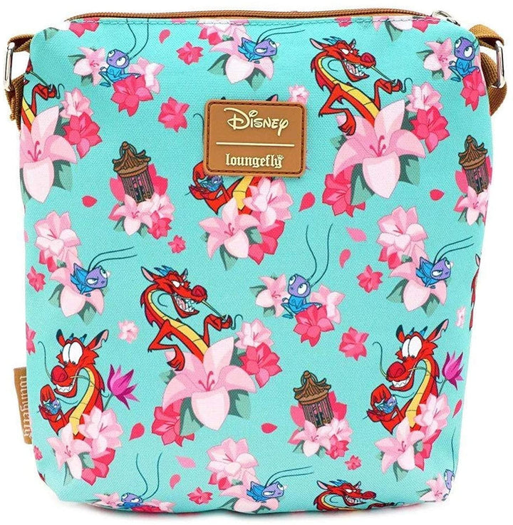 Disney Mulan Mushu &amp; Cricket Allover Print Nylon Passport Bag