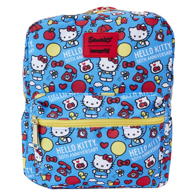 Loungefly Sanrio Hello Kitty 50th Anniversary Classic Allover Print Nylon Square Mini Backpack - Front