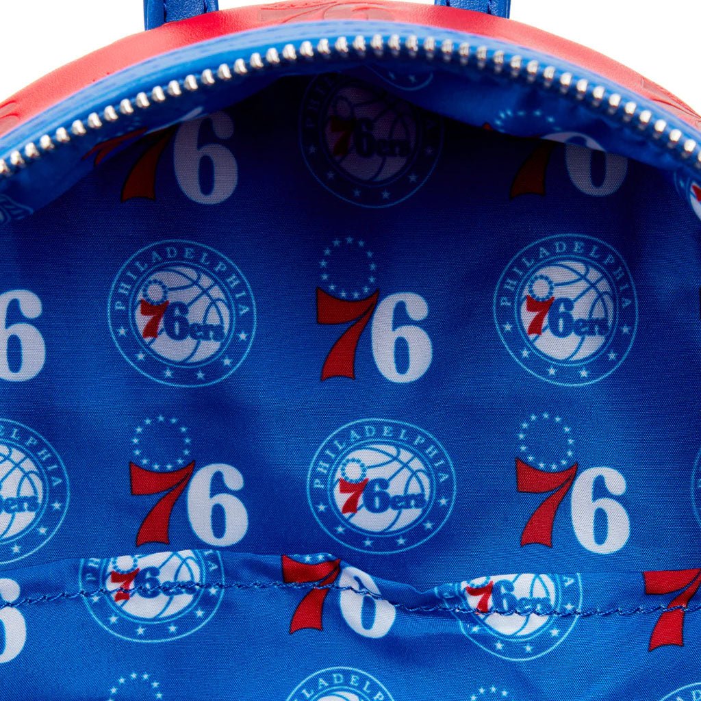 Loungefly NBA Philly 76ers Debossed Logo Mini Backpack  - Interior Lining