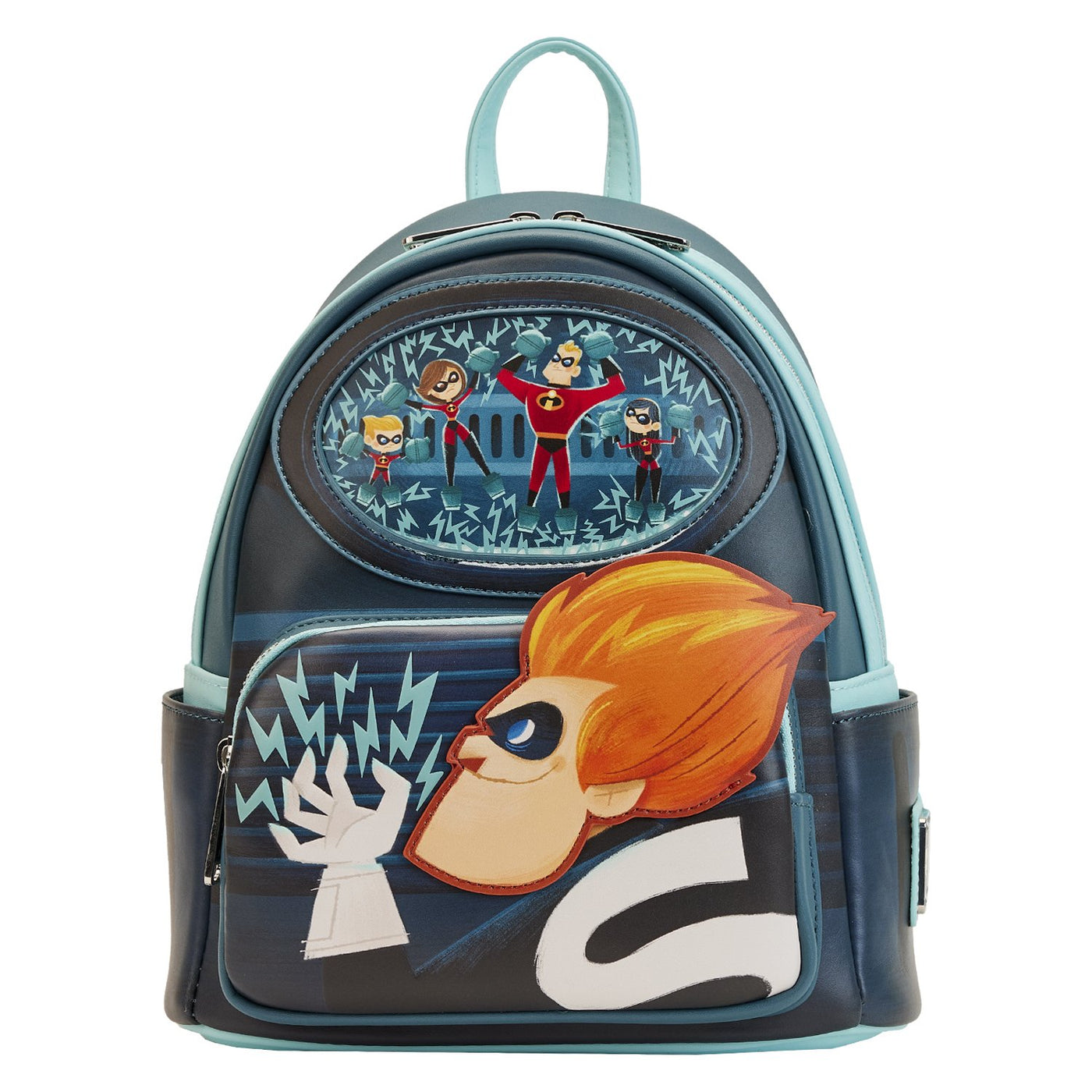 671803455245 -Loungefly Disney Pixar Moments Incredibles Syndrome Mini Backpack - Front