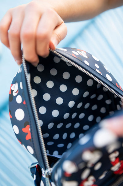 707 Street Exclusive - Loungefly Disney Minnie Mouse Polka Dot Navy Mini Backpack  - IRL Interior