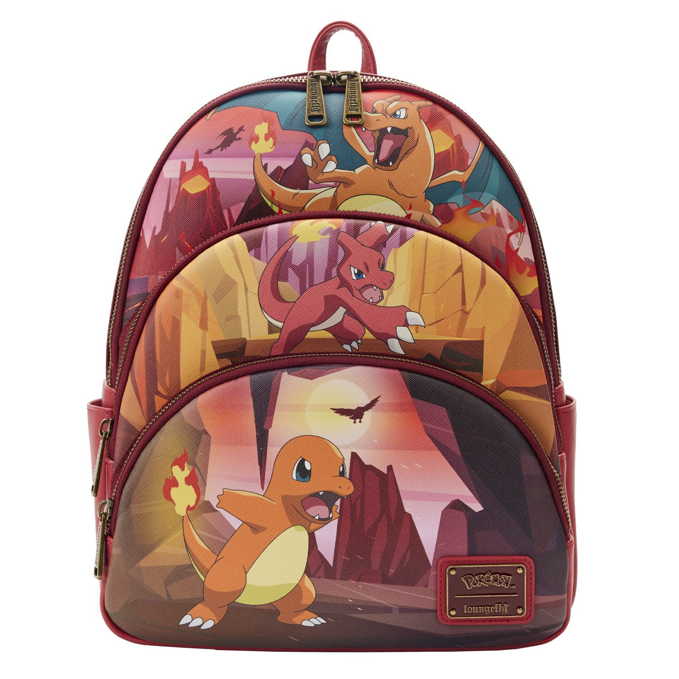 Loungefly Pokemon Charmander Evolutions Triple Pocket Mini Backpack - Front