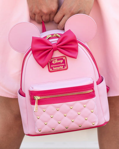 707 Street Exclusive - Loungefly Disney The Minnie Mouse Classic Series Mini Backpack - Strawberry Macaroon - Front Lifestyle - 671803450158