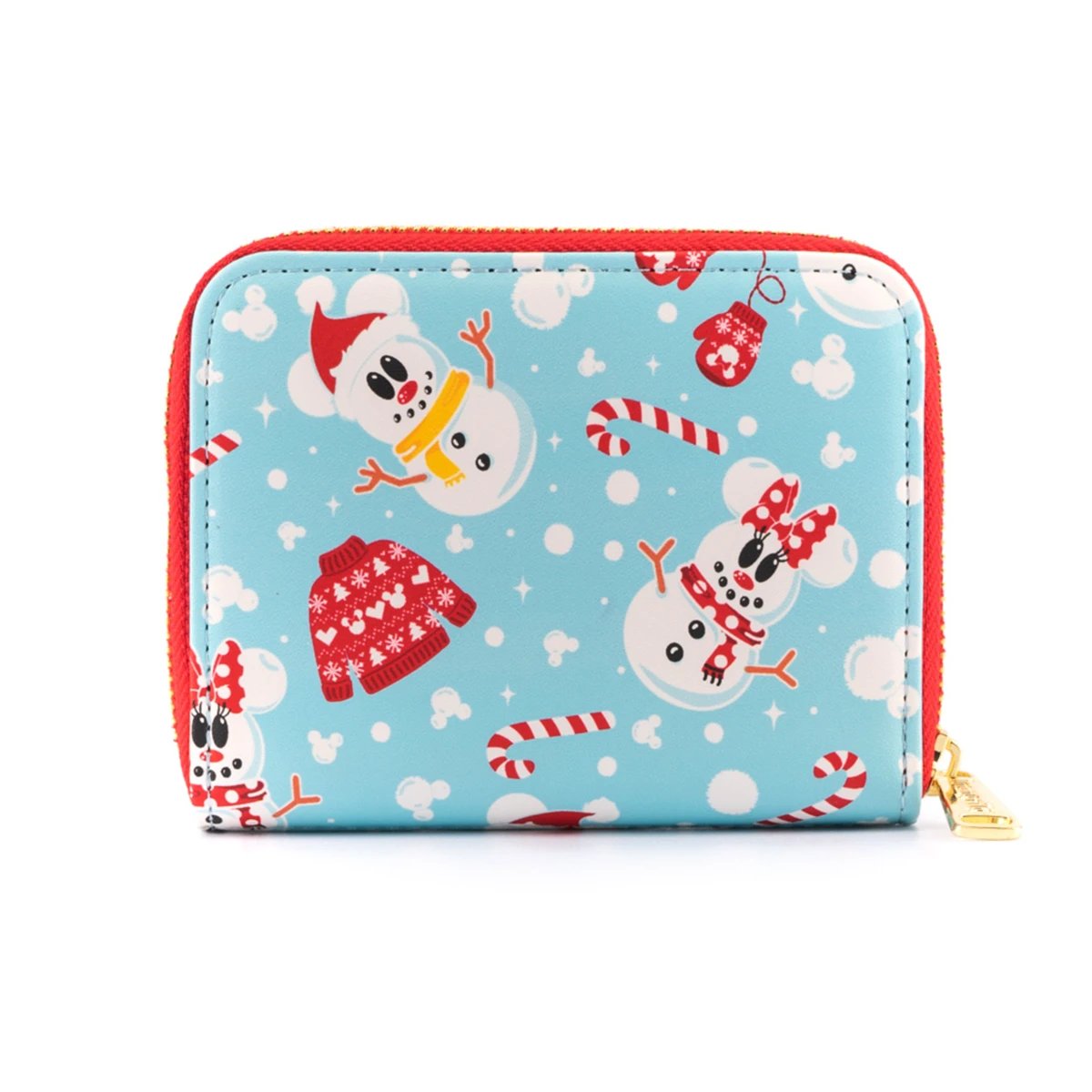 Loungefly Disney Seasonal Mickey & Minnie Snowman Allover Print Zip-Around Wallet - Back