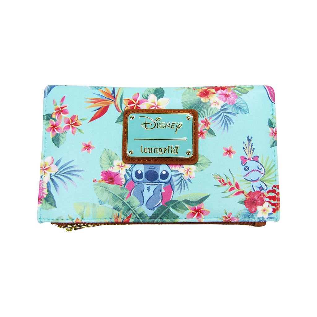 707 Street Exclusive - Loungefly Disney Lilo & Stitch Mint Floral Allover Print Flap Wallet - Back
