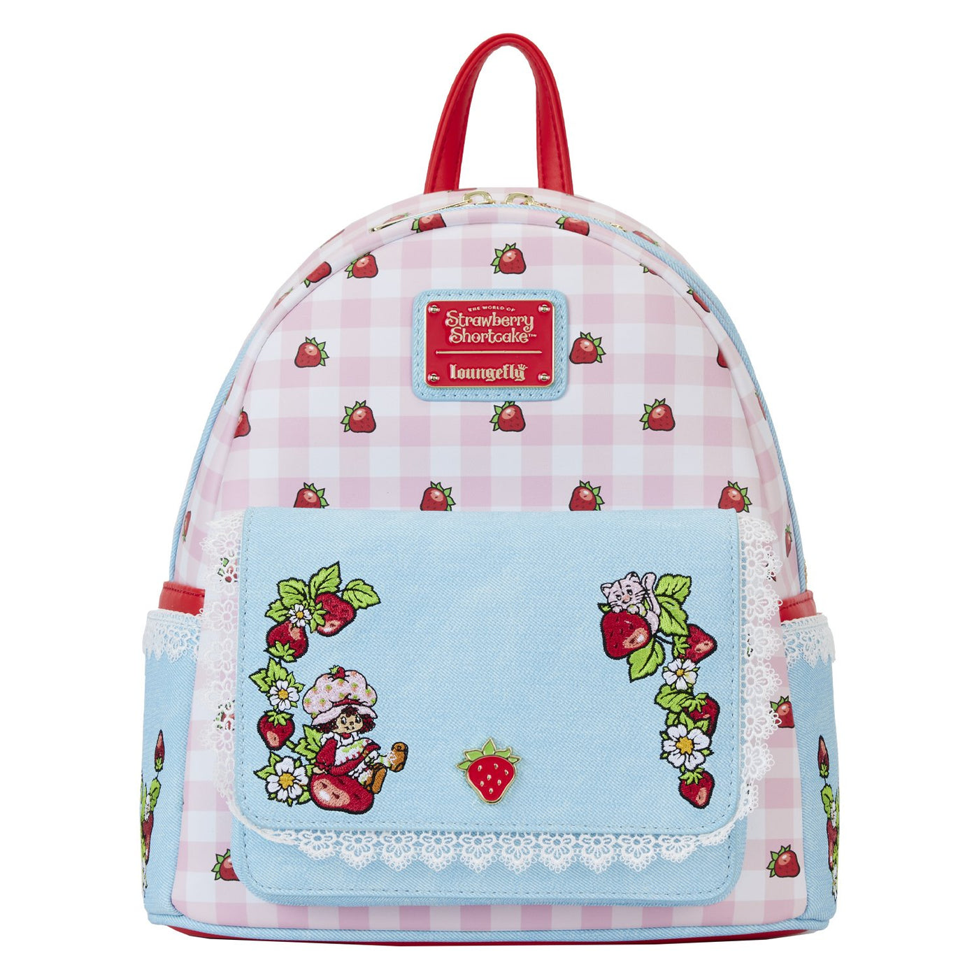 Loungefly Strawberry Shortcake Denim Pocket Mini Backpack - Front