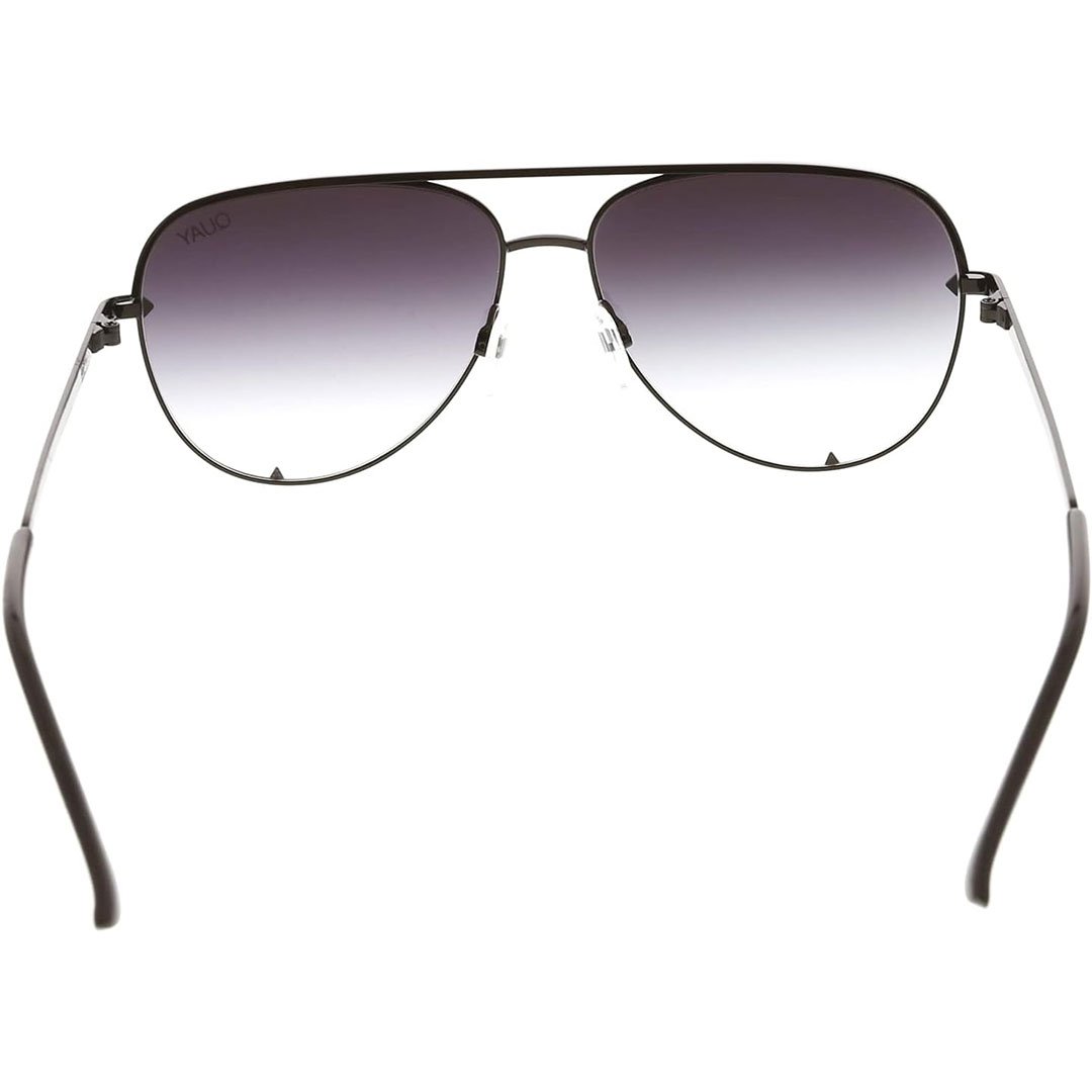 Black Aviator Sunglasses Rear View: Rear view of Quay Australia Unisex High Key Mini Classic Aviator Sunglasses, featuring black frames and fade lenses with a clear look at the arm design and nose pads, perfect for demonstrating the high-quality construction and comfort.