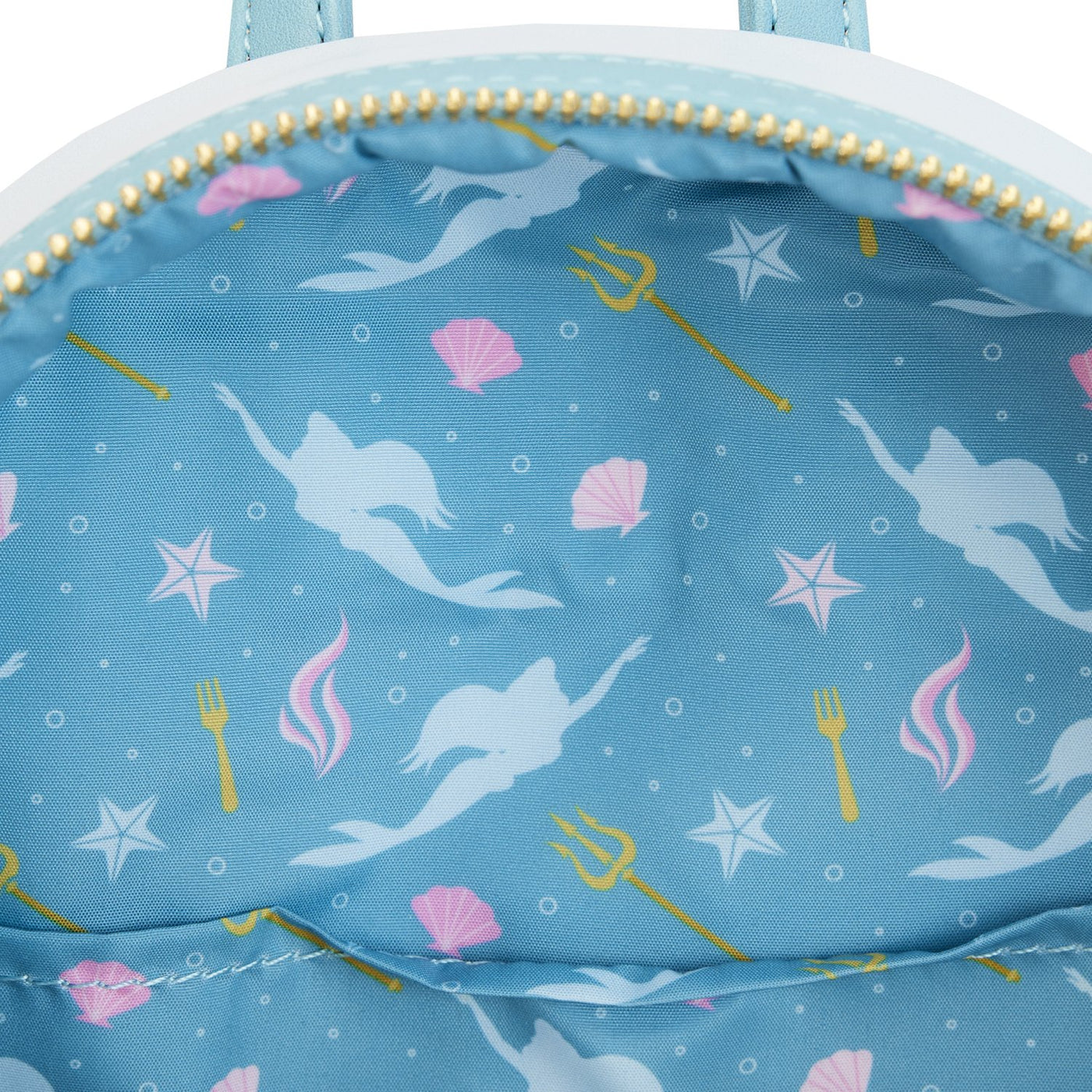 671803447431- Loungefly Disney Little Mermaid Triton's Gift Mini Backpack - Interior Lining