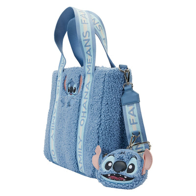 Loungefly Disney Stitch Plush Tote Bag with Coin Bag - Side View
