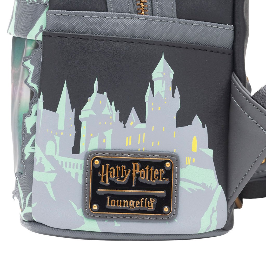 671803459397 - 707 Street Exclusive - Loungefly Harry Potter Glow in the Dark Battle of Hogwarts Lenticular Mini Backpack - Side Pocket