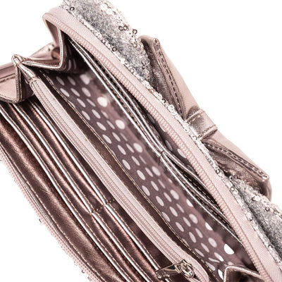 707 Street Exclusive - Loungefly Disney Minnie Mouse Silver Sequin Zip-Around Wallet - Interior