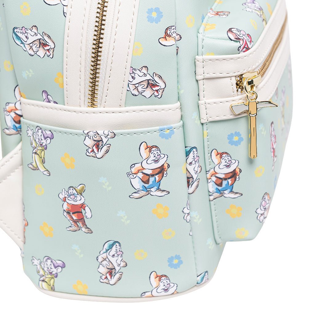 707 Street Exclusive - Loungefly Disney Snow White and the Seven Dwarfs Green Mini Backpack - Side Close Up