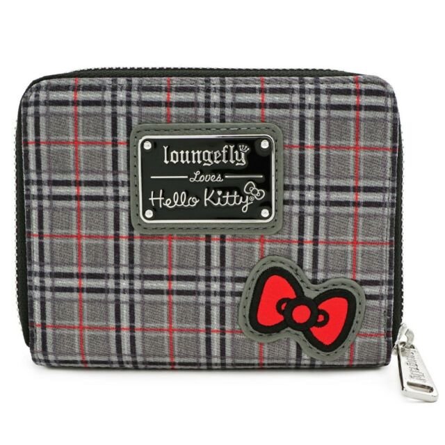 Loungefly x Hello Kitty Faux-Leather Plaid Zip-Around Wallet - BACK