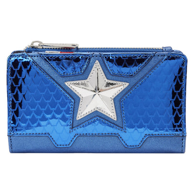 Loungefly Marvel Shine Captain America Cosplay Flap Wallet - Front