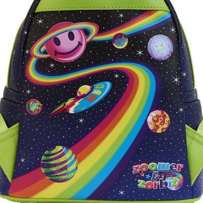 671803444249 - Loungefly Lisa Frank Cosmic Alien Ride Mini Backpack - Back Close Up