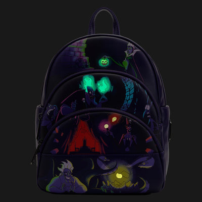 Loungefly Disney Villains Triple Pocket Glow in the Dark Mini Backpack - Glow in the Dark