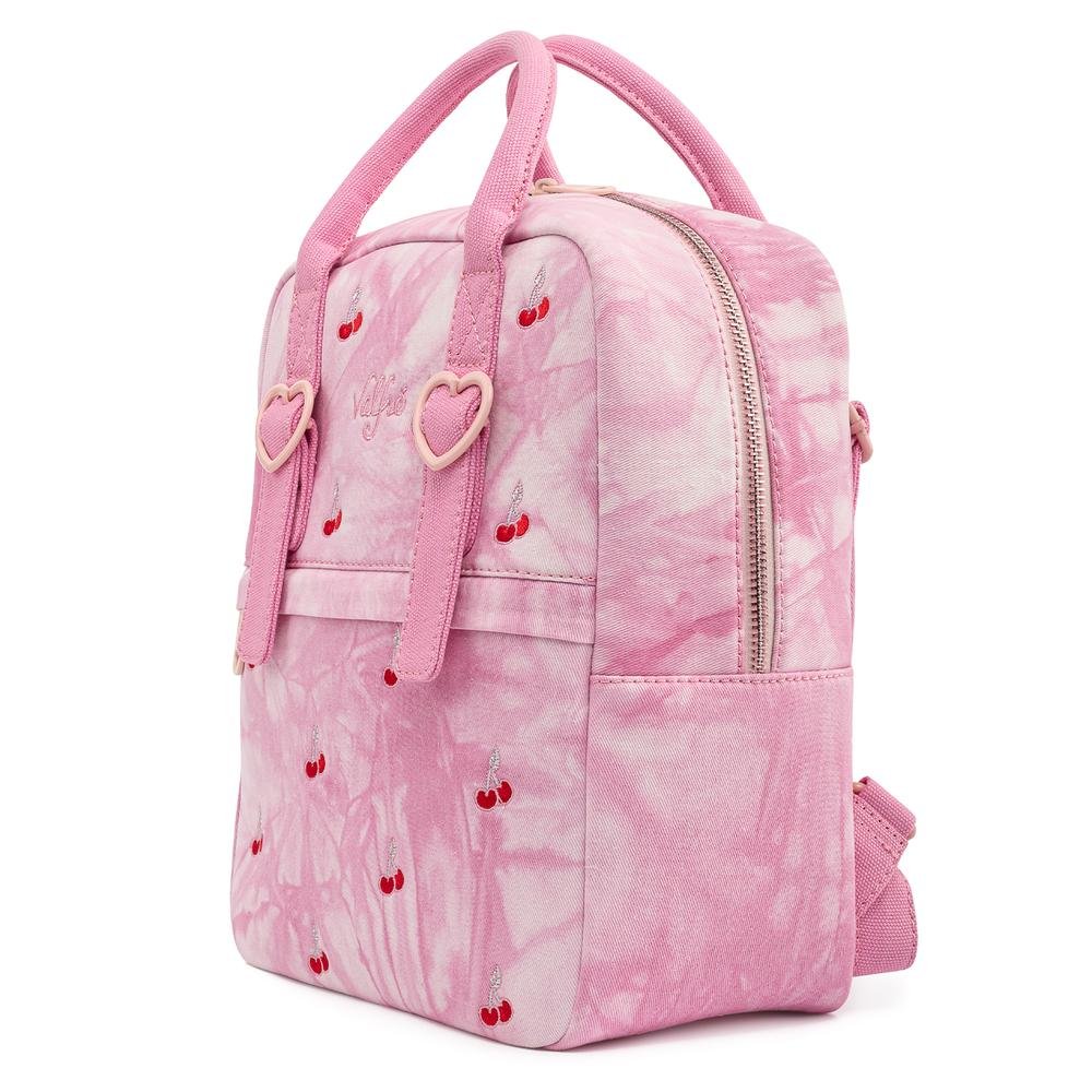 Valfre Pink Acid Wash Denim Cherry Mini Backpack