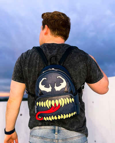707 Street Exclusive - Marvel Venom Cosplay Mini Backpack - Front With Model 2