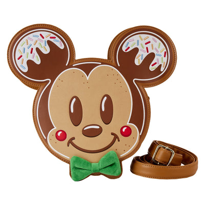 Loungefly Disney Mickey and Minnie Gingerbread Cookie Figural Crossbody - Front
