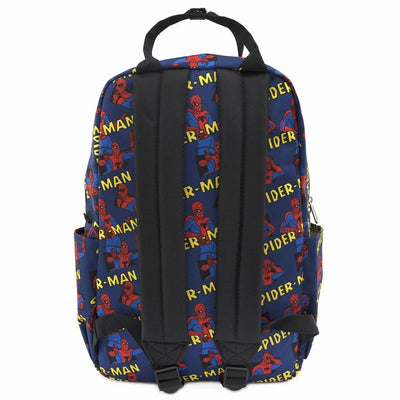 LOUNGEFLY X MARVEL SPIDERMAN CLASSIC AOP SQUARE NYLON BACKPACK - BACK