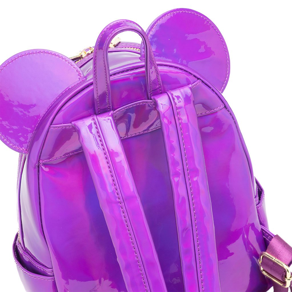 Loungefly Disney Mickey Mouse Holographic Series Mini Backpack: Amethyst - 707 Street Exclusive - Back Straps