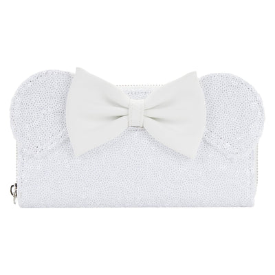 Loungefly Disney Minnie Sequin Wedding Zip-Around Wallet - Front
