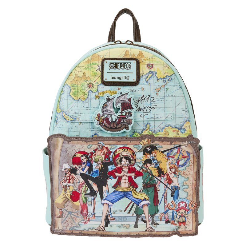 Loungefly Toei One Piece Luffy Gang Map Mini Backpack - Front Moving Ship
