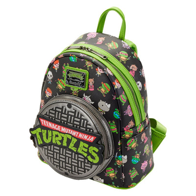 Loungefly Teenage Mutant Ninja Turtles Sewer Cap All Over Print Mini Backpack -  Top View