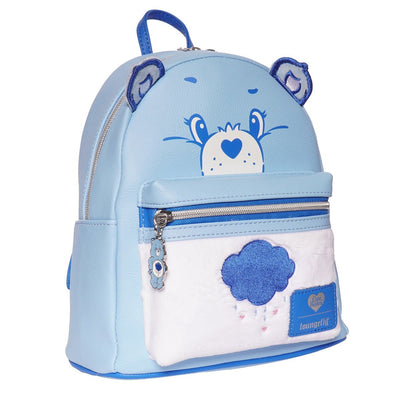 Loungefly Care Bears Grumpy Bear Flocked Mini Backpack - Entertainment Earth Ex - Loungefly mini backpack side view