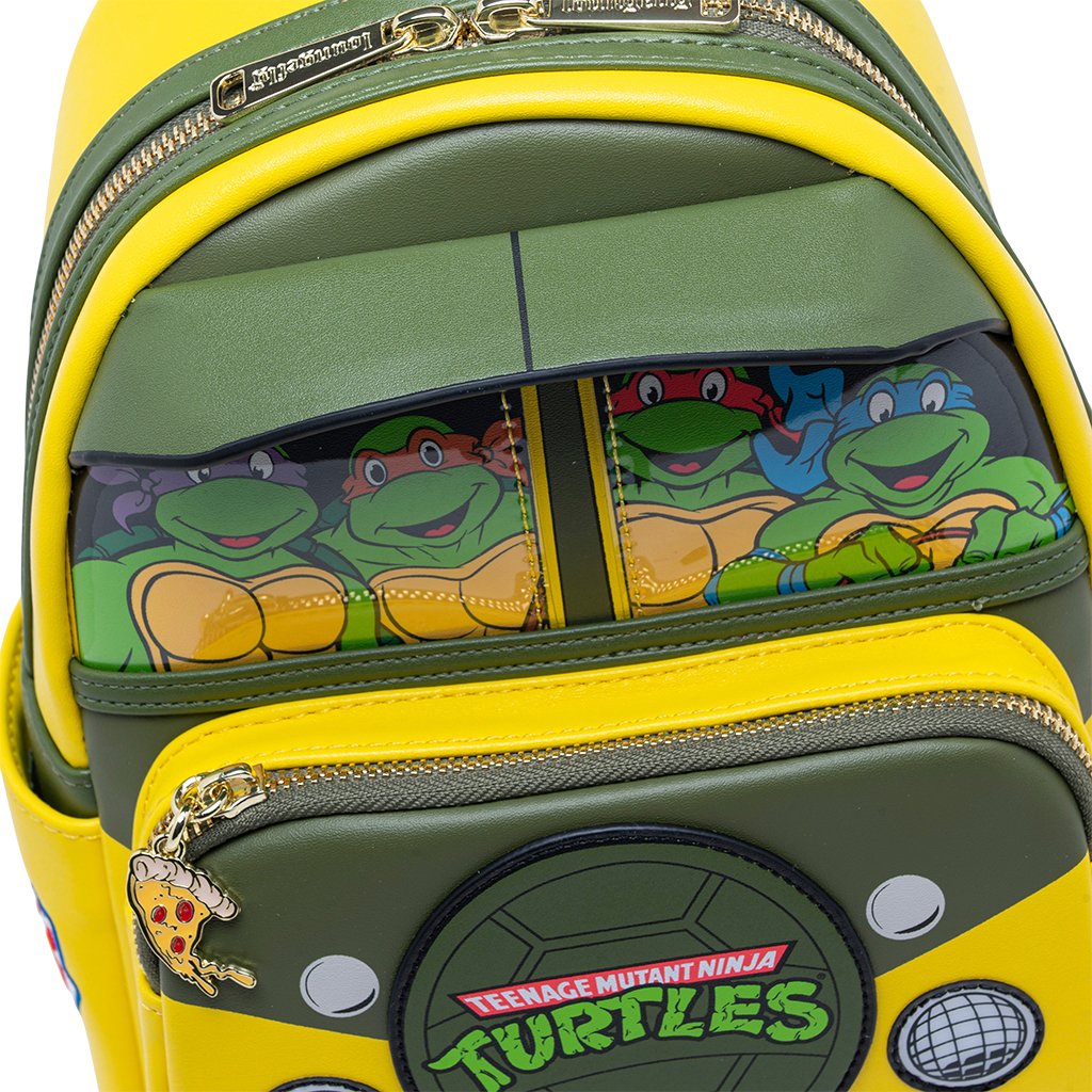 707 Street Exclusive - Loungefly Nickelodeon TMNT Light Up Turtle Party Wagon Mini Backpack - Front Applique