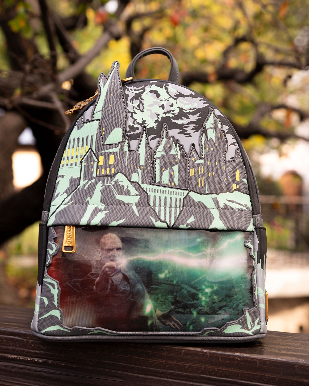 Loungefly Harry Potter Glow in the Dark Battle of Hogwarts Lenticular Mini Backpack - 707 Street Exclusive - Voldemort on Loungefly Backpack