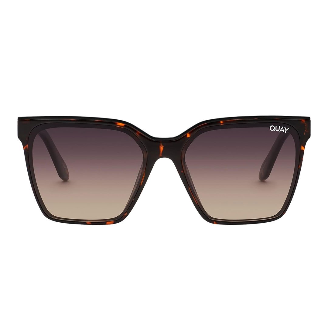 Quay Women's Level Up Square Sunglasses - Tortoise Frame/Smoke Taupe Polarized Lens - Front