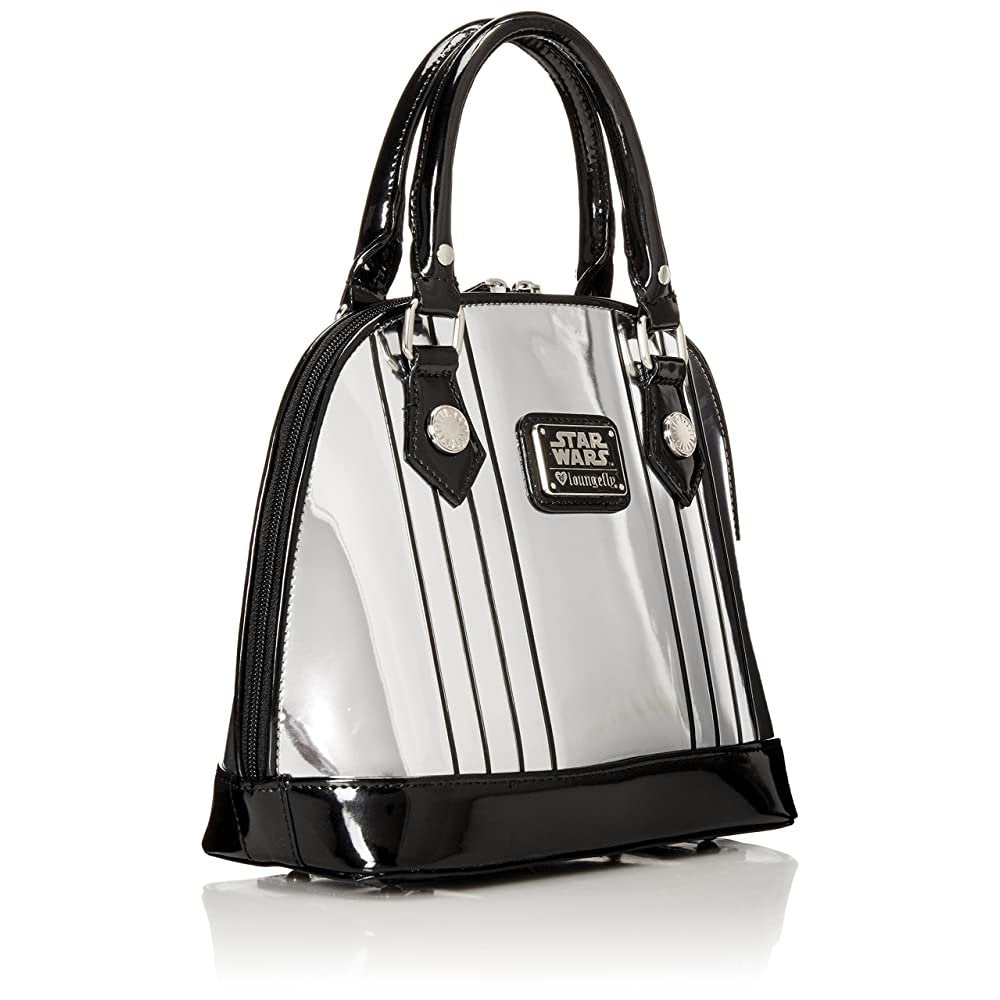 Loungefly Captain Phasma Silver Metallic Embossed Dome Top Handle Bag - BACK