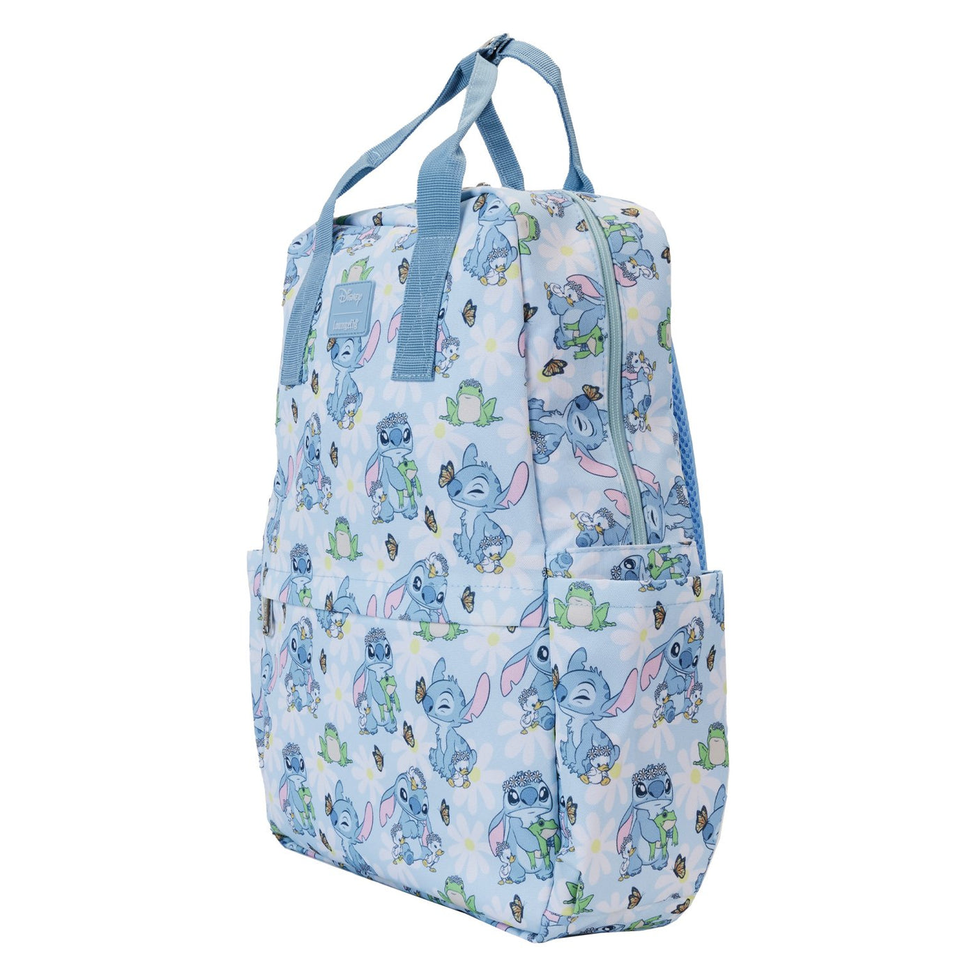 Loungefly Disney Lilo and Stitch Springtime Stitch Allover Print Full-Size Nylon Backpack - Side View