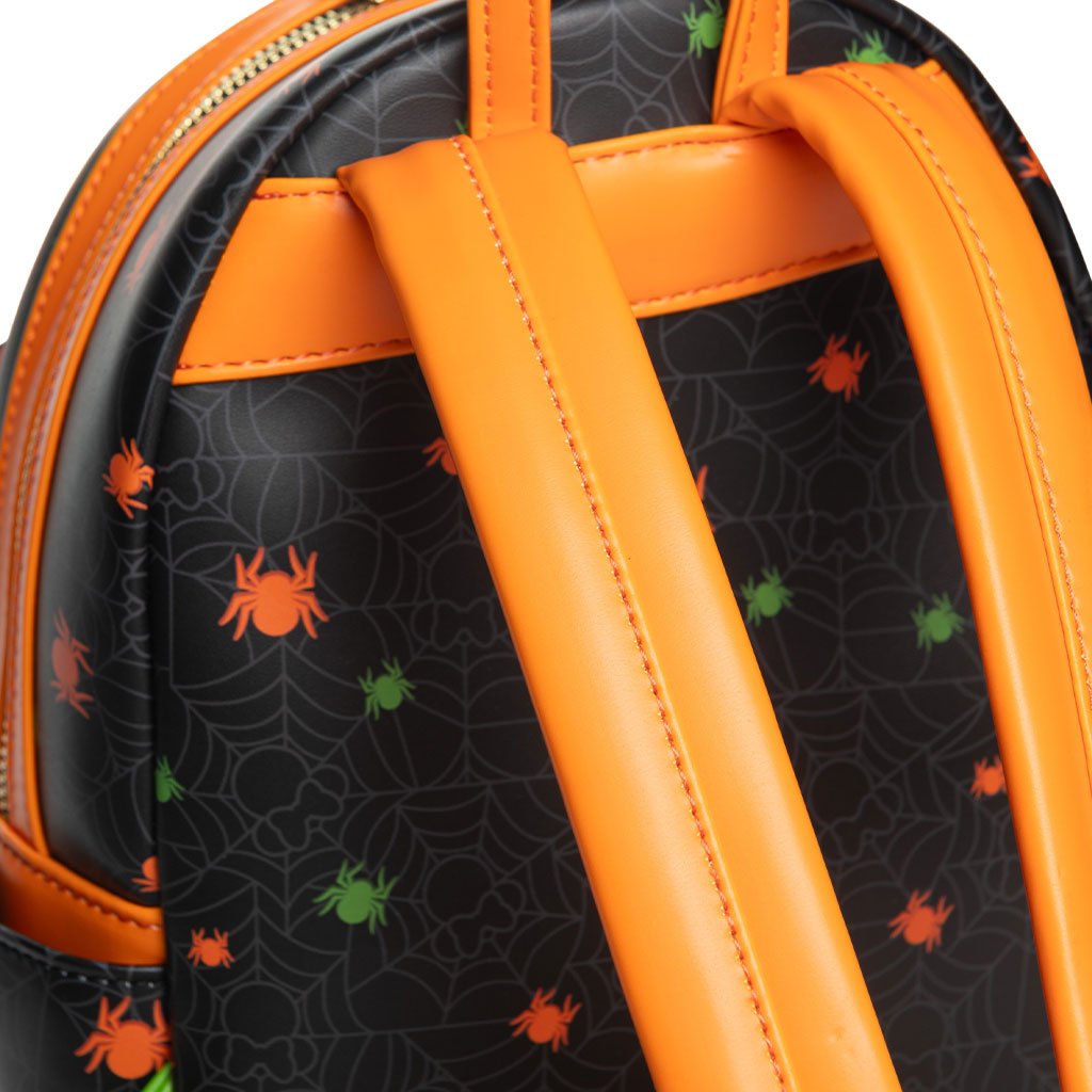 671803469112 - 707 Street Exclusive - Loungefly Disney Glow in the Dark Pumpkin Minnie Mouse Mini Backpack - Back Straps