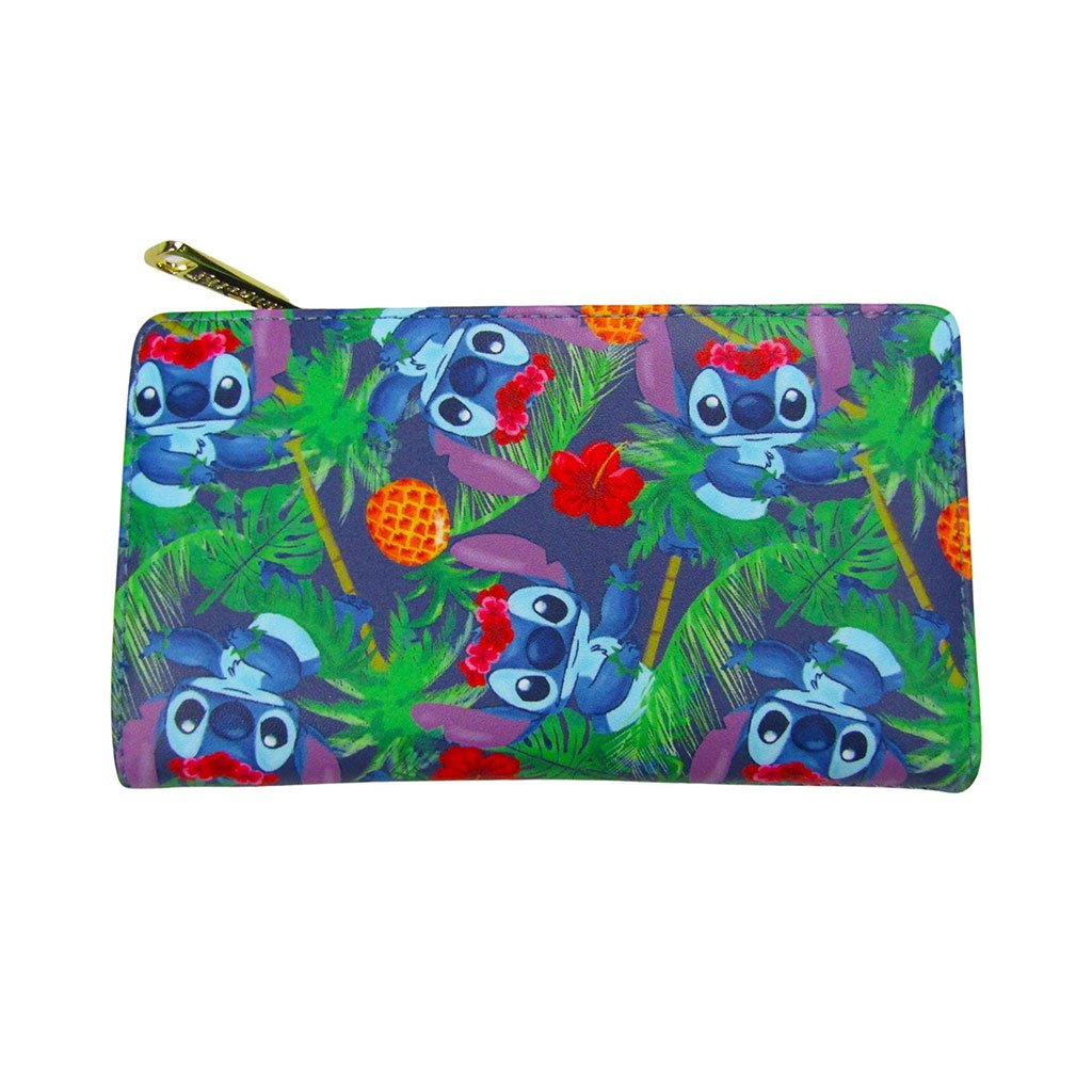 707 Street Exclusive - Loungefly Disney Lilo & Stitch Tropical Leaves Allover Print Flap Wallet - Front