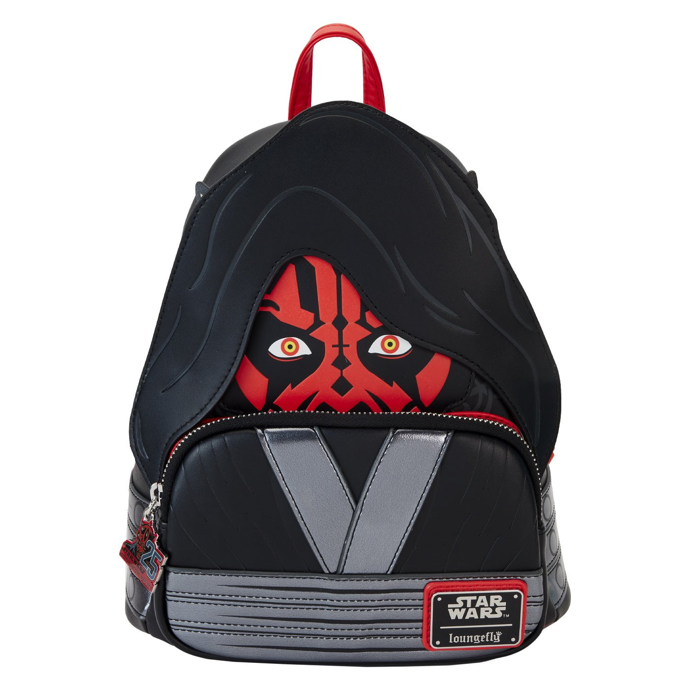 Loungefly Star Wars Phantom Menace 25th Anniversary Darth Maul Detachable Hood Cosplay Mini Backpack - Front