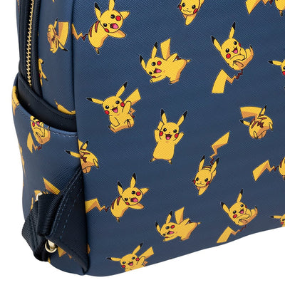 707 Street Exclusive - Loungefly Pokemon Pikachu Allover Print Mini Backpack - Back Closeup View