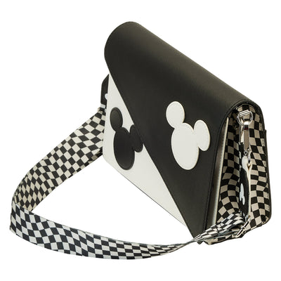 671803455139 - Loungefly Disney Mickey Y2K Black and White Crossbody - Top View