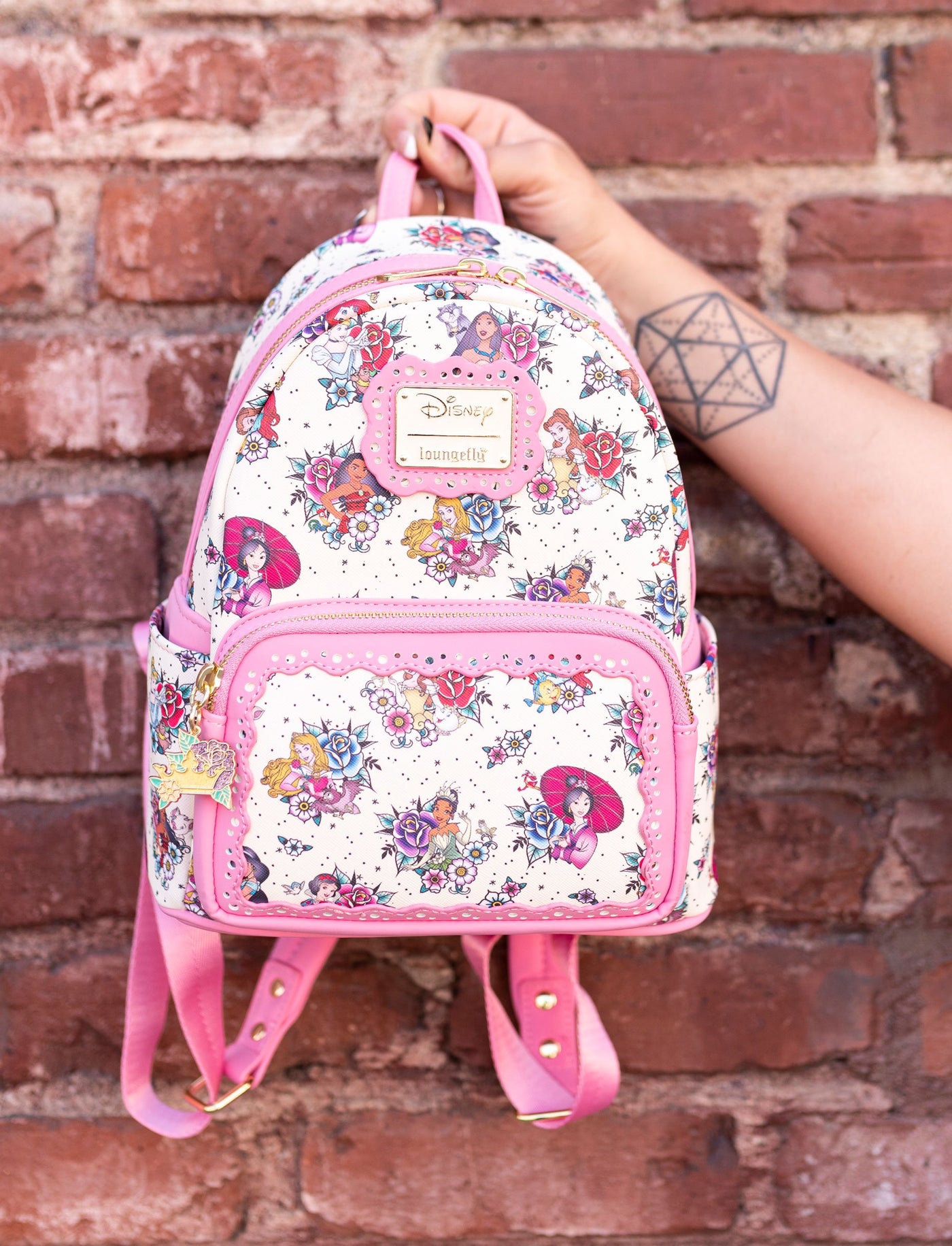 Loungefly Disney Princess Tattoo Allover Print Mini Backpack - IRL Front