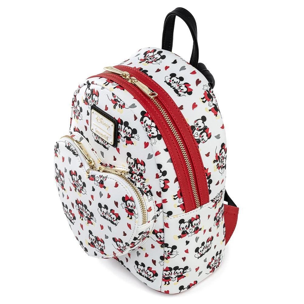 Loungefly Disney Mickey and Minnie Mouse Heart Allover Print Mini Backpack