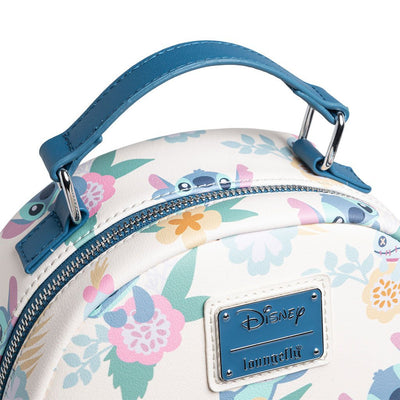 707 Street Exclusive - Disney Lilo & Stitch Hawaiian Flowers Stitch and Scrump Allover Print Mini Backpack - handle