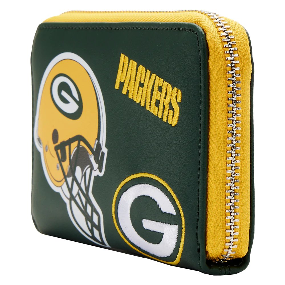 Loungefly NFL Greenbay Packers Patches Zip-Around Wallet - Side View