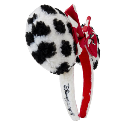 Loungefly Disney Minnie Rocks the Dots Sherpa Headband - Side closeup