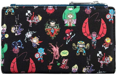 Loungefly Marvel Skottie Young Chibi Group Allover Print Zip-Around Wallet - Back